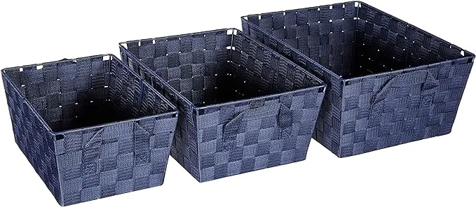 Whitmor 3-Piece Woven Strap Storage Baskets, Gray