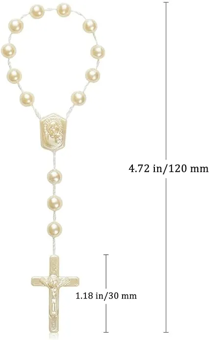 XINHUIDALSQ 50 Baptism Rosary Acrylic Rosary Mini Rosary Suitable for the First Holy Communion Baptism Party Gift Suitable for Recuerditos De Bautismo Christening Favors Decenarios Finger Rosary