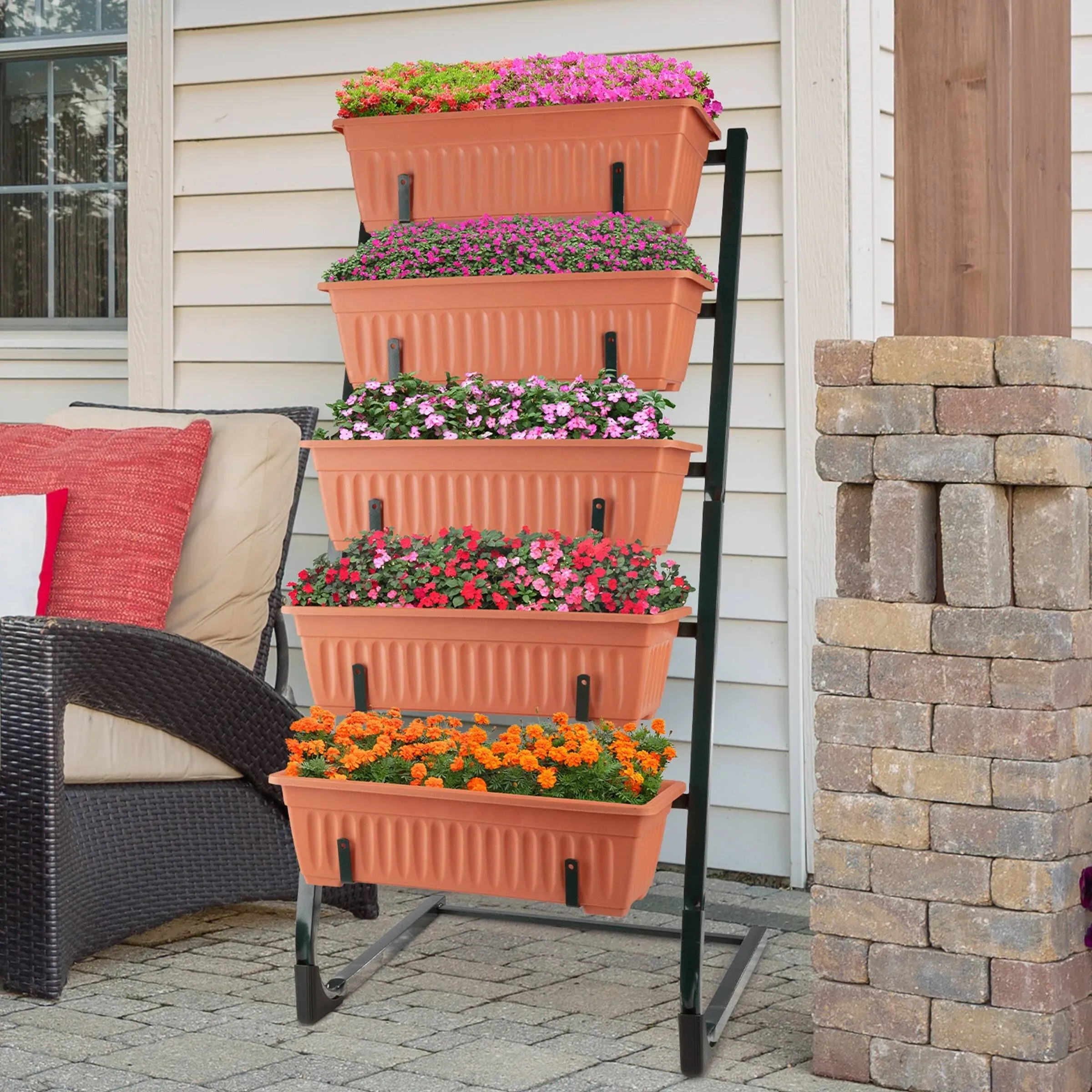 Pure Garden Raised Garden Beds - 5 Tier Vertical Garden Planter - Planters for Outdoor Plants - Gardening and Greenhouse Accessories