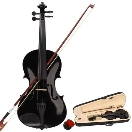 4/4 Full Size Acoustic Violin Fiddle Black with Case Bow Rosin w/ Gift