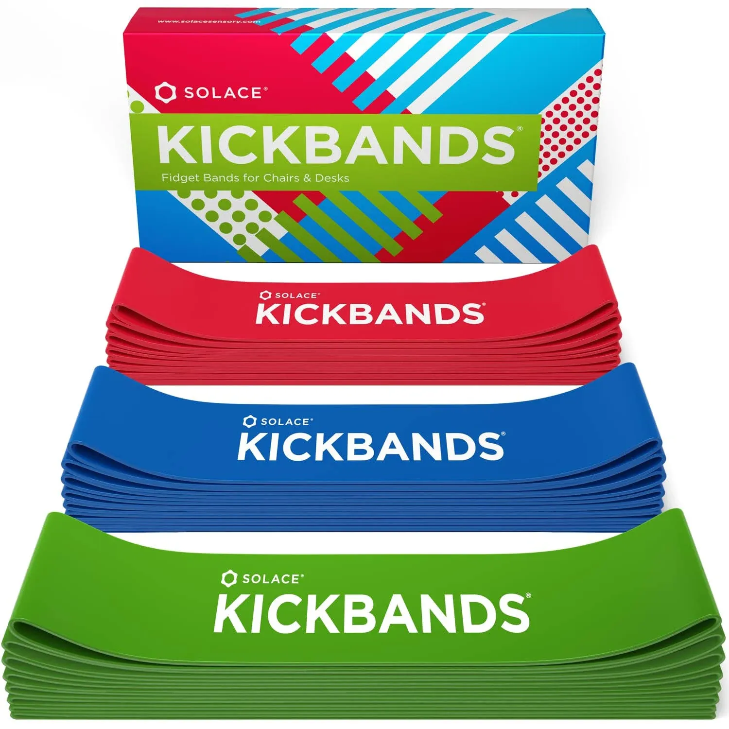 KICK BANDS Chair Bands for Kids with Fidgety Feet - Fidget Chair Bands for Kids 12-Pack - Kickbands ADHD Band for Classroom Chairs & Desks - Solace Sensory Kickband (GREEN)