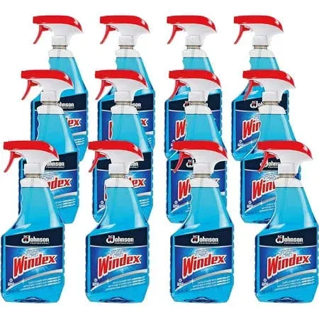 Windex Powerized Glass Cleaner with Ammonia-D (32-Ounce, 12-Pack, Spray Bottles)