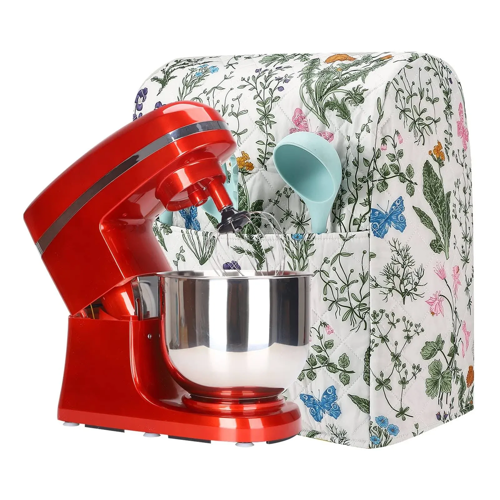 Stand Mixer Cover,Floral and Plants Kitchen Mixer Cover Compatible With 5-8Qt Kitchenaid Hamilton Mixers,Spring Summer Kitchen Decor,Kitchen Aid Mixer Covers,Pioneer Woman Kitchen Aid Mixer Assecories