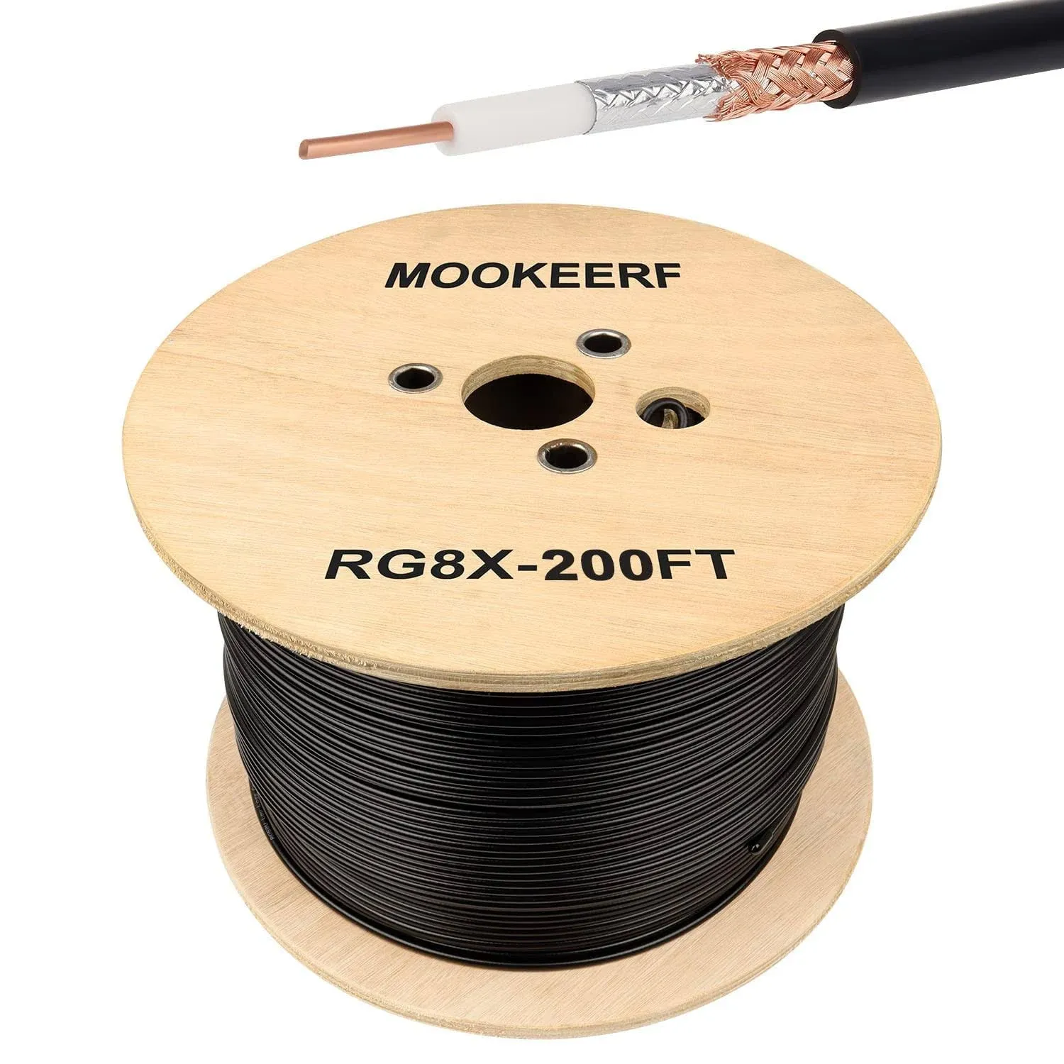 MOOKEERF RG8X Coaxial Cable 200ftLow Loss RG 8x Cable 200 FeetRG8x Coax Cable 50 Ohm