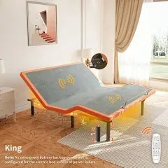 ESHINE Queen Adjustable Bed Frame, with Massage, Wireless Remote, USB, Under Bed Night Light, Head and Foot Incline