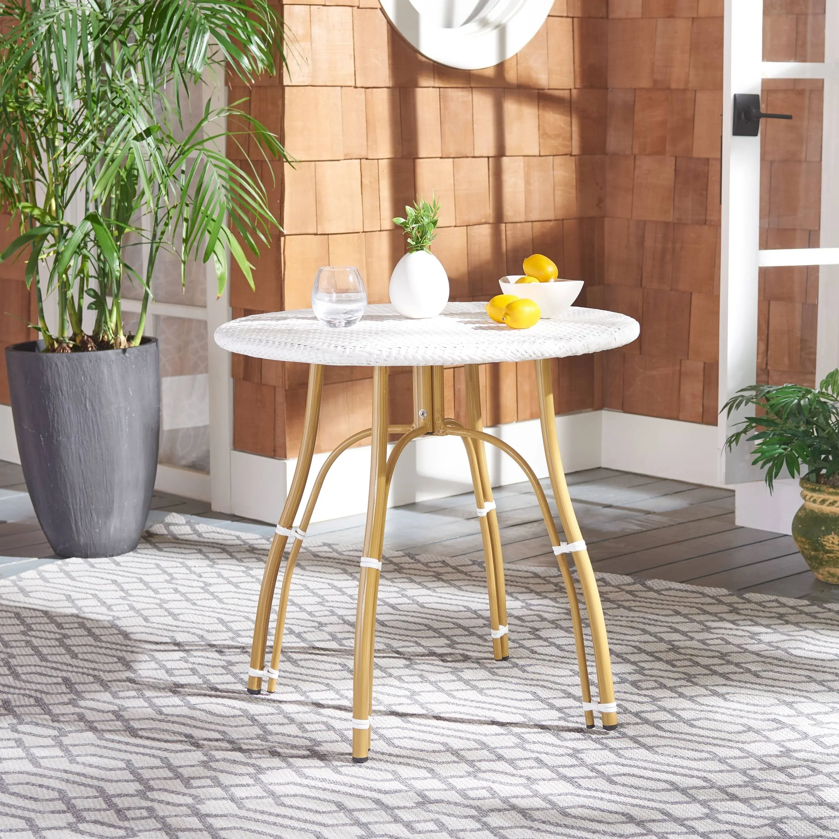 Safavieh Kylie Rattan Bistro Table - White