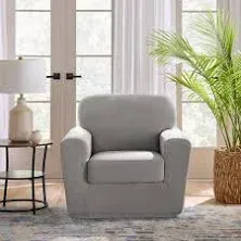 Cedar Stretch Texture Two Piece Chair Slipcover | Form Fit | Machine Washable