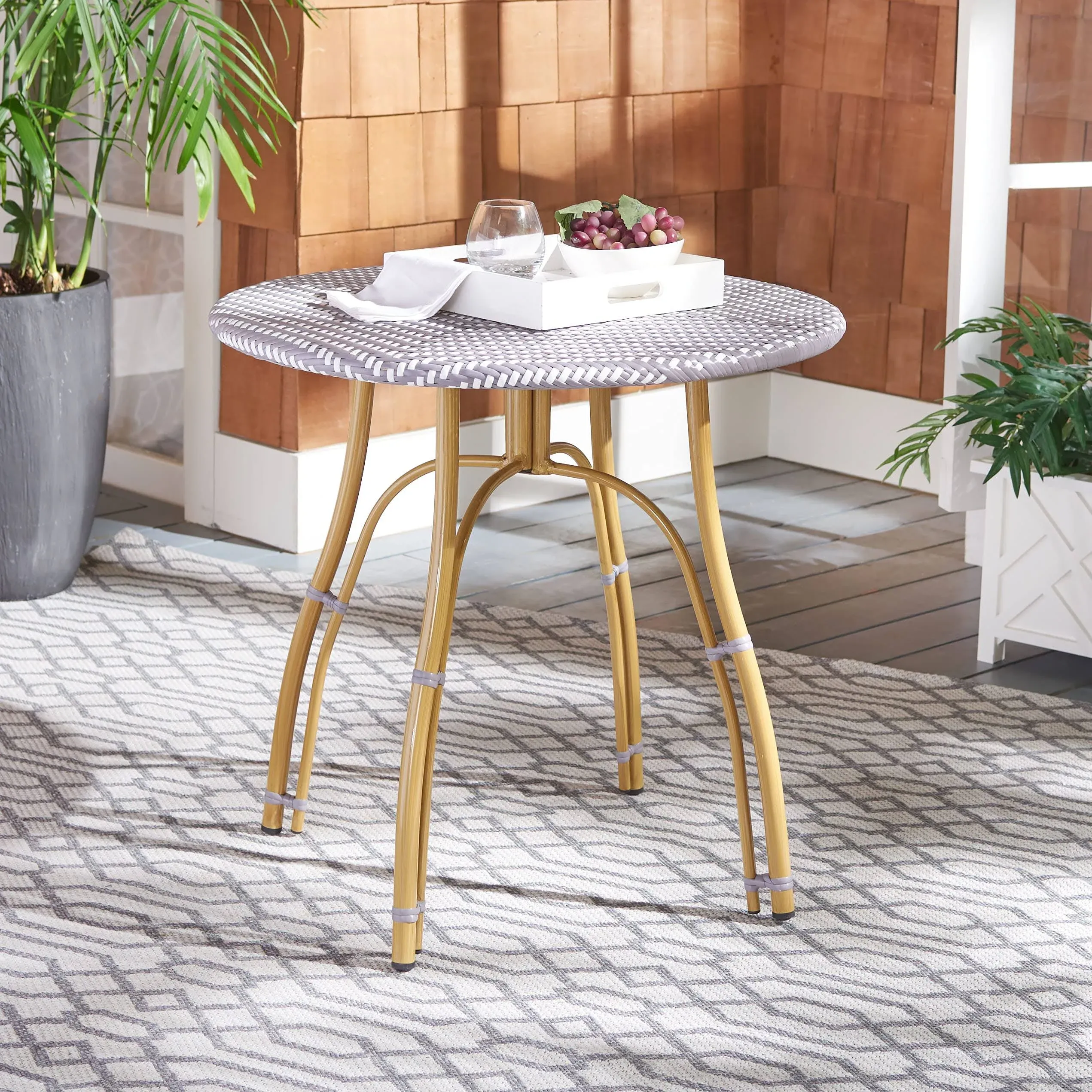 Safavieh Kylie Rattan Bistro Table - White