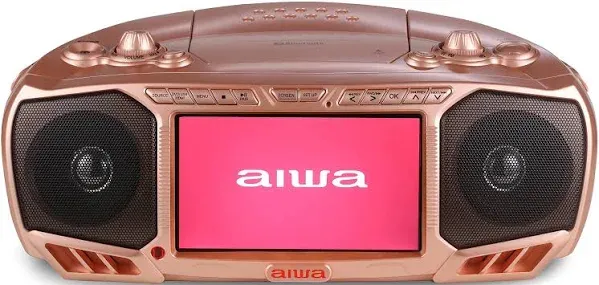 Aiwa 7&#034; LCD Streaming, DVD, CD, FM Radio &amp; Bluetooth Portable Boombox - Black