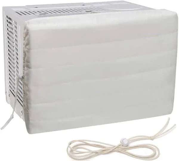 Luxiv Indoor Air Conditioner Cover White Window Unit Cover Anti-Rust Adjustable Cover for Indoor Window AC with Free Elastic Straps