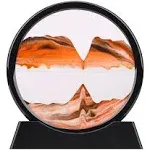 QLKUNLA Moving Sand Art Picture Liquid Motion 3D Deep Sea Sandscape in Motion Display Flowing Sand Frame Relaxing Desktop Home Office Work Decor Art Toys (7 inch, Orange)