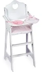 Badger Basket - Doll High Chair with Plate, Bib, and Spoon - white