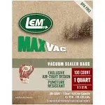 LEM Products MaxVac 1089 Quart Vacuum Bags, 8&#034; x 12&#034;, 100 Count Quart, Clear 