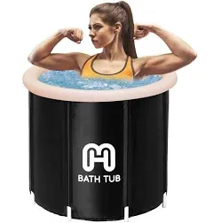 HotMax Portable Ice Bath Tub for Adults, Large Cold Plunge Tub, Ice Baths For Recovery, Folding Ice Bathtub for Athletes, Outdoor Indoor, SPA Bath (31.6 x 31.6 x 29.5 inches)