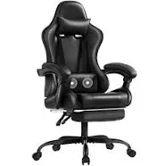 Shahoo Gaming Chair with Footrest and Massage Lumbar Support, Ergonomic Computer Chairs 360°Swivel and Height Adjustable Seat with Headrest for