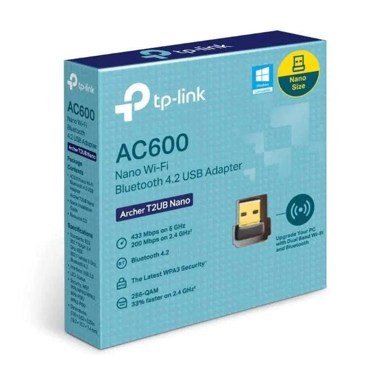 Tp-Link AC600 Nano Wi-Fi Bluetooth 4.2 USB Adapter (Archer T2UB Nano) AU Version ...