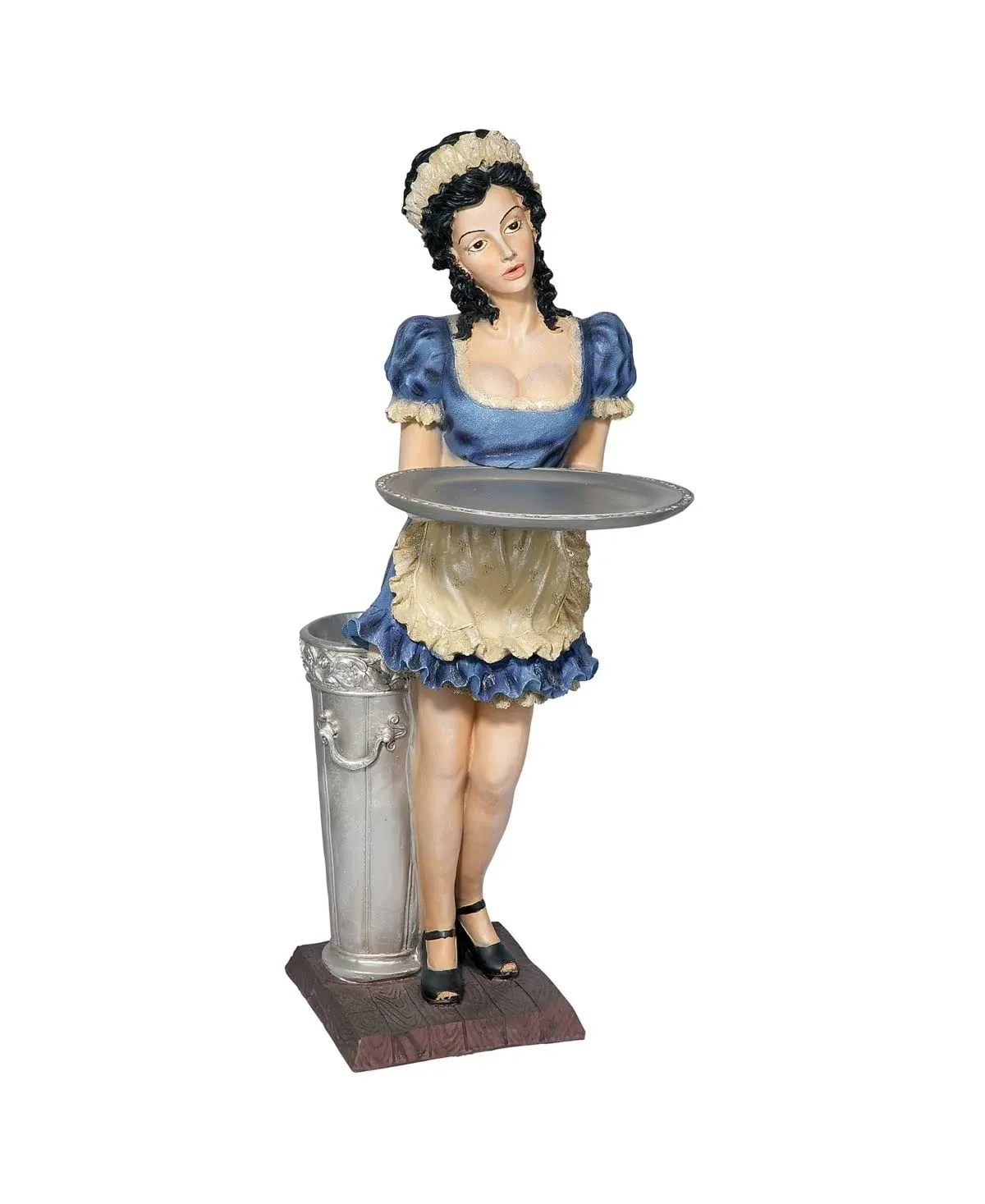 Design Toscano Genevieve, The Buxom French Maid Server Pedestal Sculptural Table, full color