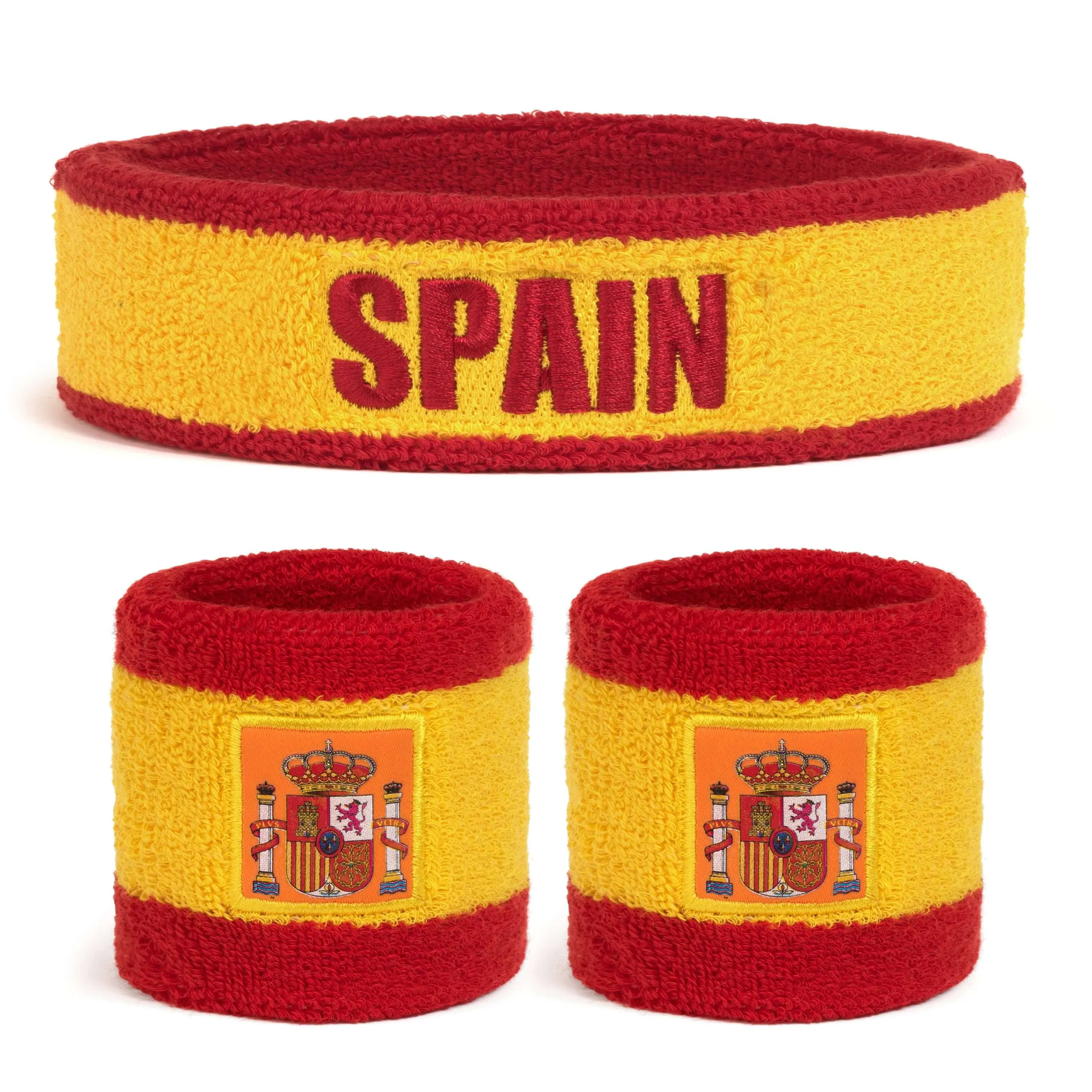 Suddora Spain Headband & Wristbands Set (Includes 2 Wrist & 1 Head Sweatband), Yellow