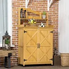 Outsunny Outdoor Potting Bench Table & Garden Storage Cabinet