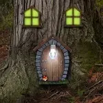 Juegoal Fairy Gnome Home Miniature Window and Door with Litter Lamp for Trees Decoration, Glow in Dark Fairies Sleeping Door and Windows, Yard Art