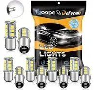 Qoope 1142 1076 LED Bulb for RV, 1004 BA15D White LED Bulb Replacement for 12V Camper Trailer Motorhome Boat Interior Light, 5050 18SMD Double Contact Bayonet,#90 Yard Landscape Bulb (10 Pack)