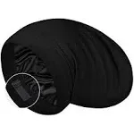 LULUSILK 100% Mulberry Silk Bonnet for Sleeping Women and Men, No More Frizzy Tangled Hair, Real Silk Sleep Cap for Curly Hair, Black, Pack of 1