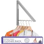 Stock Your Home Folding Clothes Hanger Wall Mounted Retractable Clothes Rack, Aluminum, Easy Installation, Silver