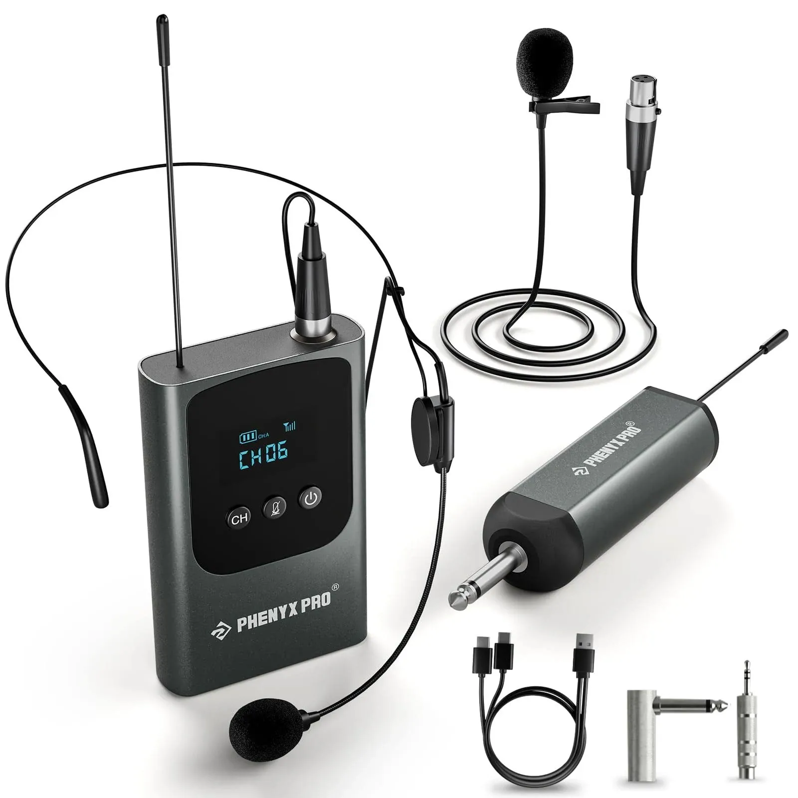 Single Digital Wireless Microphone System, w/Mini Receiver, Bodypack Transmit...