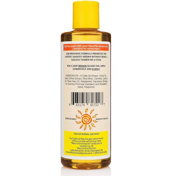 Maui Island Secret Darkest Browning Formula 8oz Brand New - No Mineral Oil 