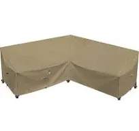 Heavy Duty Outdoor Sectional Sofa Cover, 85"X85" V-Shaped 5-Seater Waterproof 600D Patio Sectional Couch Cover, Lawn Patio Furniture Cover,Desert Khaki