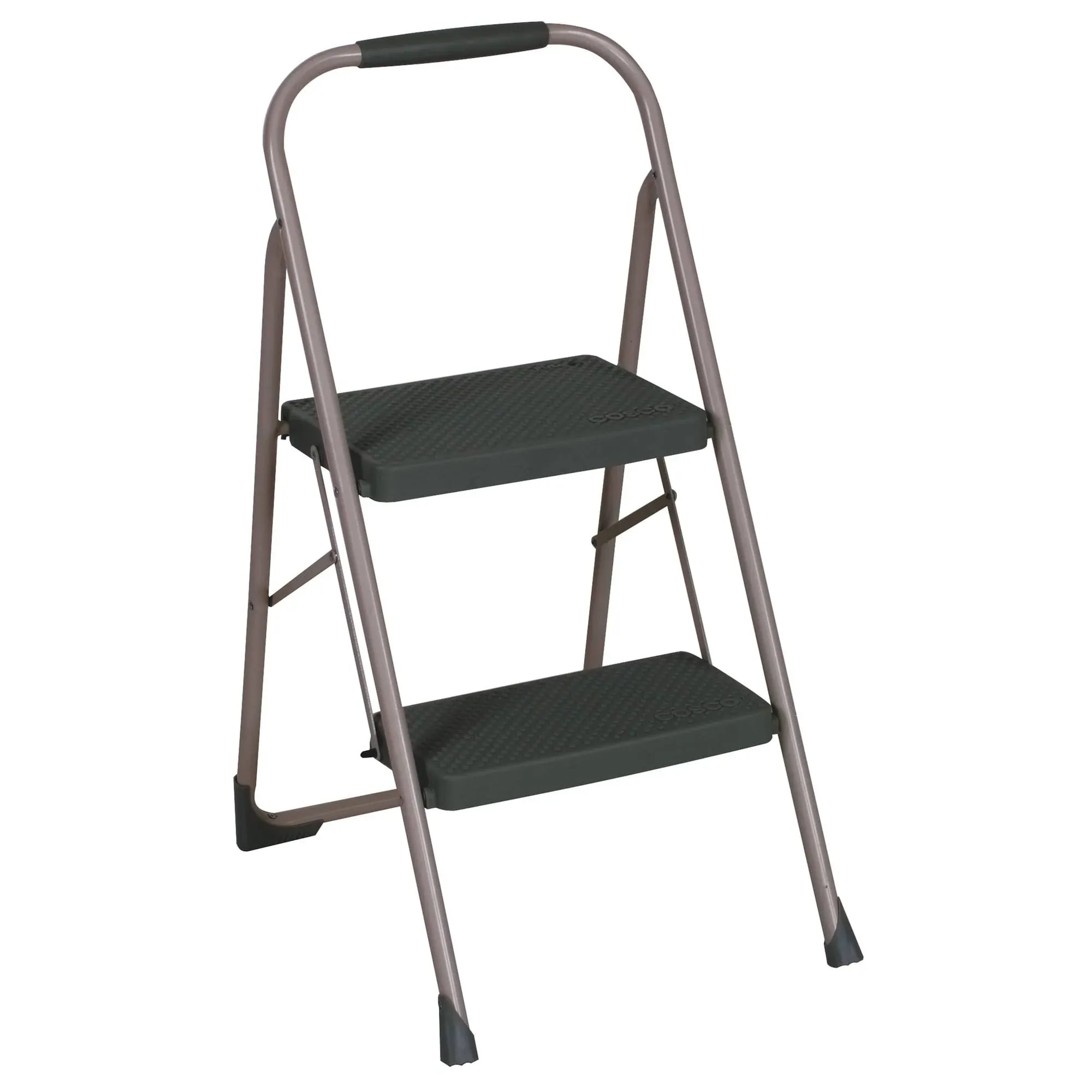 2-step Big Step Steel Step Stool with Rubber Hand Grip 8Ft. 2 in Max Reach Black