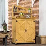 Outdoor Storage Cabinet & Potting Table, Gardening Bench, Yellow