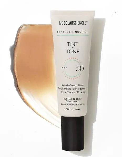 MDSolarSciences SPF 50 Tinted Face Sunscreen Moisturizer, Ideal for Dry, Combination, Oily, Normal, and Sensitive Skin 1.7 oz