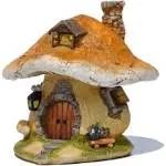 Top Collection 4196 Mushroom Fairy House Figurine, Orange Green