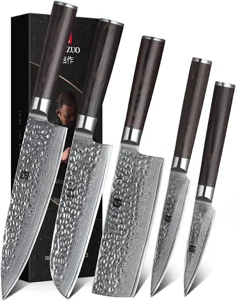 XINZUO Kitchen Knife Set of 5 Piece,67 Layers Hammered Damascus Blade,Japanese-Style Chef Knife Set,Professional Knife Sets for Chefs with Pakkawood Handle,Razor Sharp,Gift Box - He Series