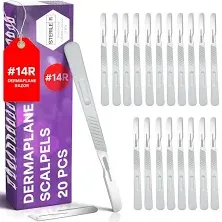 Disposable High Carbon Steel 14R Blades Dermaplaning Scalpels - Pack of 20