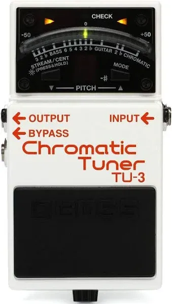 Boss TU-3 Chromatic Tuner Pedal - Bundle with 10ft Instrument Cable, 6in Patch Cable, and Picks