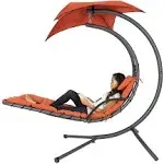 Best Choice Products Hanging Chaise Lounge Chair with Canopy, Orange