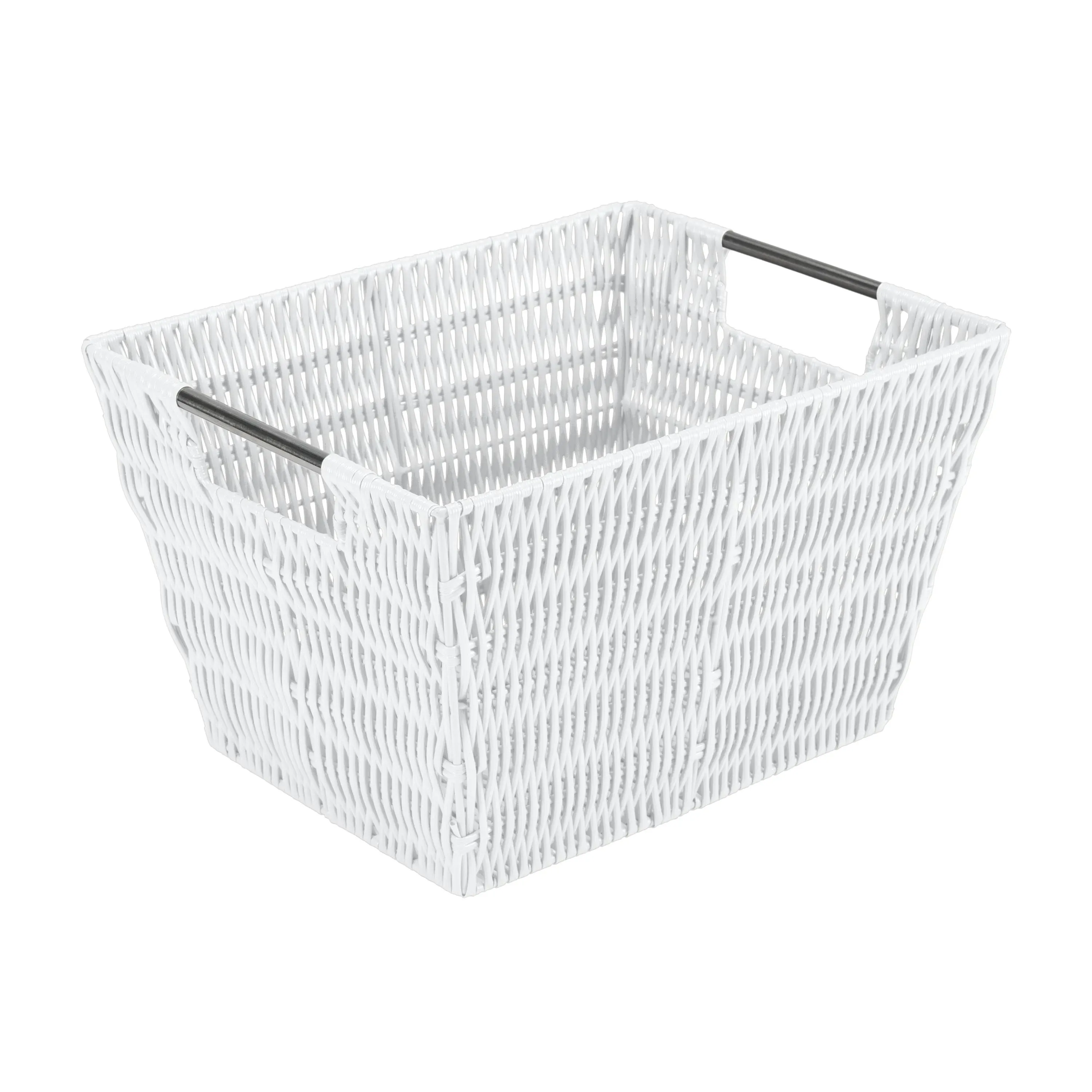 Rattan Tote White 12"x10"x8"