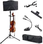 Klvied Portable Folding Music Stand with Violin Hanger