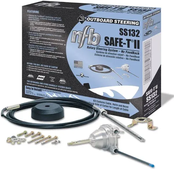 SeaStar SS13211 NFB Safe-T II Rotary 11ft Outboard Steering Kit Teleflex Marine