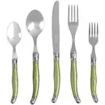 French Home Laguiole 20 Piece Flatware Set – Stainless Steel Flatware Set for 4 – Luxurious Pearl Green Utensil Set with Knives, Spoons and Forks