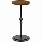 Kate and Laurel Stratton Rustic Pedestal Table, 12" x 12" x 26", Rustic Caramel and Black, Decorative Pedestal Table for Smaller Living Areas