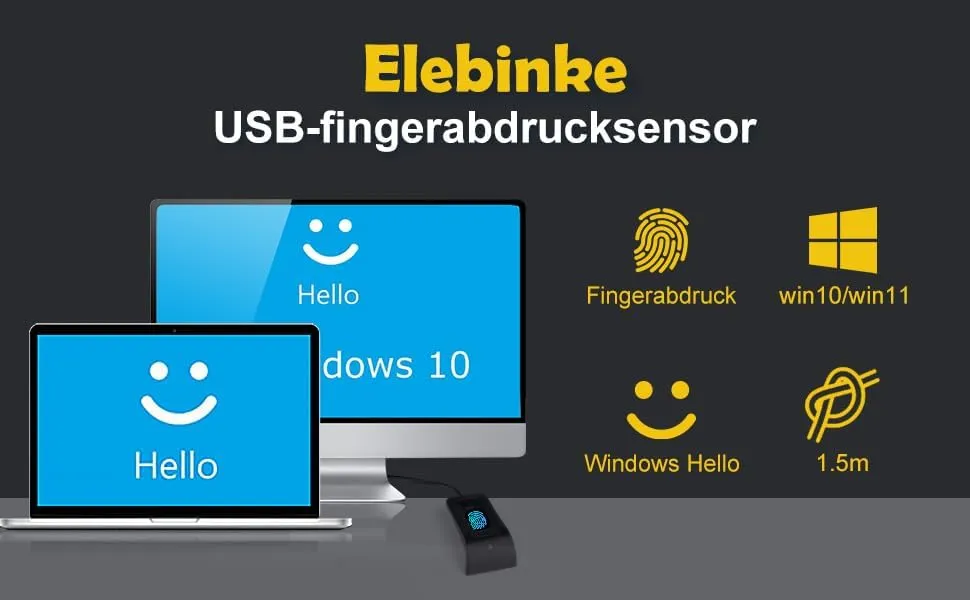 JIANBOLAND USB Fingerprint Reader Fingerprint for Windows10