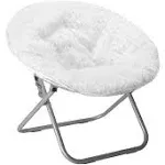 Urban Shop Mongolian Faux Fur Saucer Chair, Off White