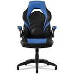 Emerge Vortex Bonded Leather Gaming Chair, Supports Up to 301 lbs, 17.9" to 21.6" Seat Height, Blue/Black, Black Base