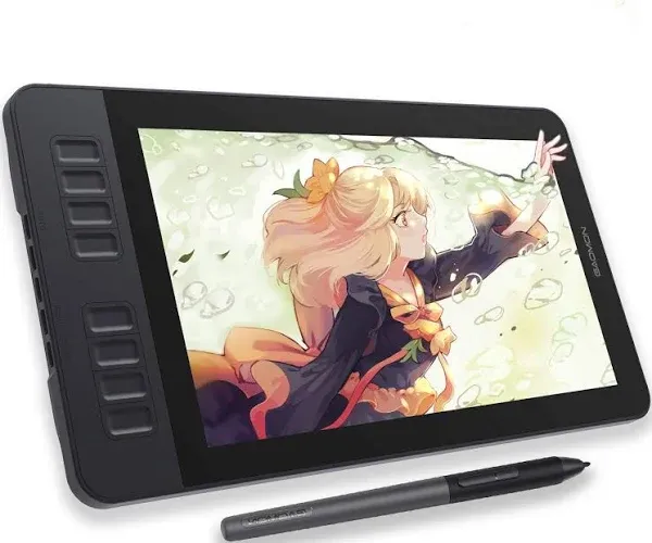 GAOMON PD1161 11.6 Inch Tilt Support Drawing Monitor,Pen Display,Graphic Drawing Tablet with Screen,Battery-Free Pen AP50 & 8 Shortcut Keys, for Drawing, Animation, Design, Photo/Video Editing Black