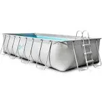 SereneLife Rectangle Above Ground Pool Set