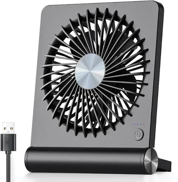 USB Fan, Strong Wind Ultra Quiet Small Desk Fan 220° Tilt Folding 3 Speeds Adjustable USB-C Corded Powered Personal Fan for Home Office Desktop Black