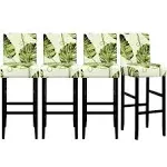 Jacquard Bar Chair Stool Cover - 4 Pack Stretch Bar Stool Covers with Backs Barstool Slipcovers Bar Stool Chair Covers Chair Slipcover Pattern for Short Swivel Dining Chair Counter Height Side Chairs